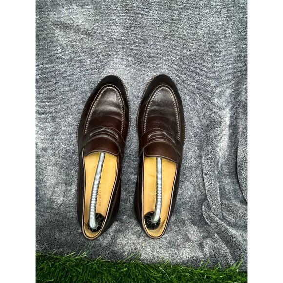 Beckett Simonon Brown Leather Penny Loafers Mens Size 10 Moc Toe Dress Shoes - Picture 5 of 8